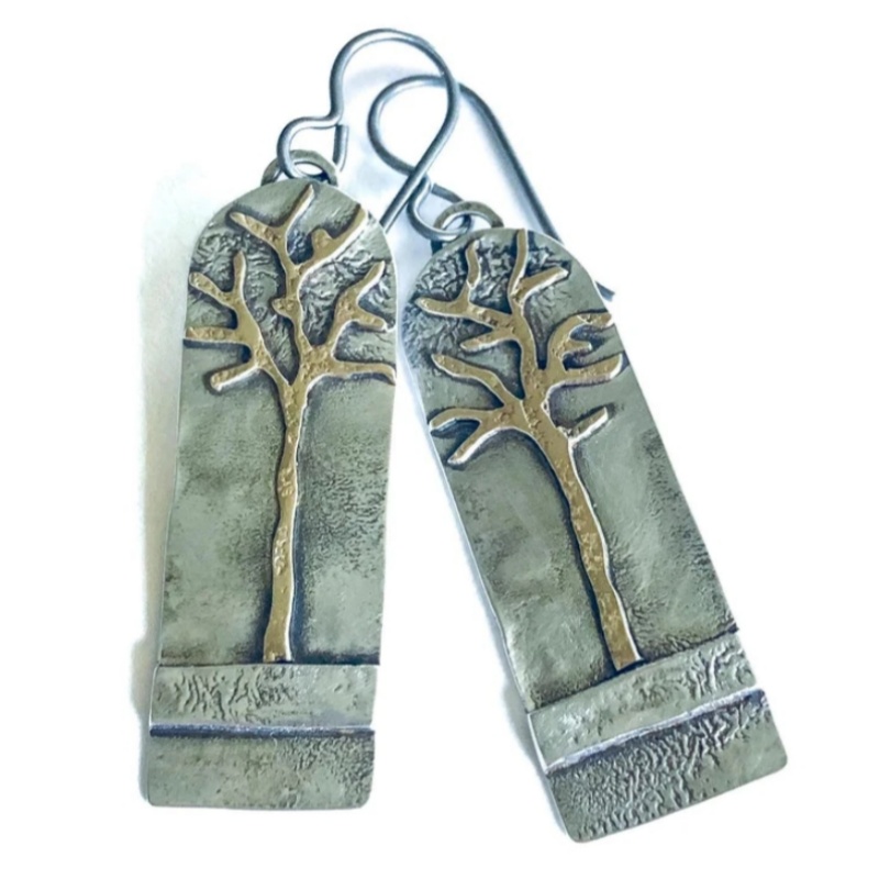 Vintage Bohemian Tree-Patterned Pendant Earrings